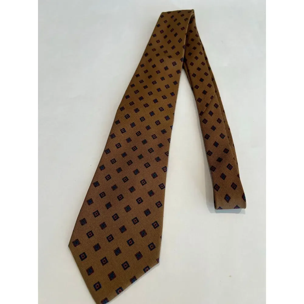 Pancaldi Prestige Made in Italy Men’s Silk Neck Tie Gold Blue SG